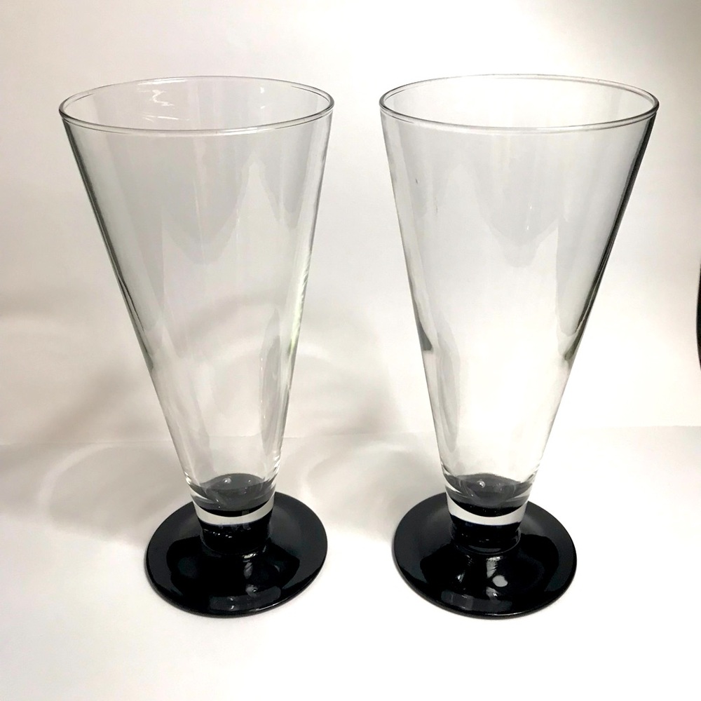 Luminarc Pilsner Beer Glasses with Black Stems Made in France Set of 2